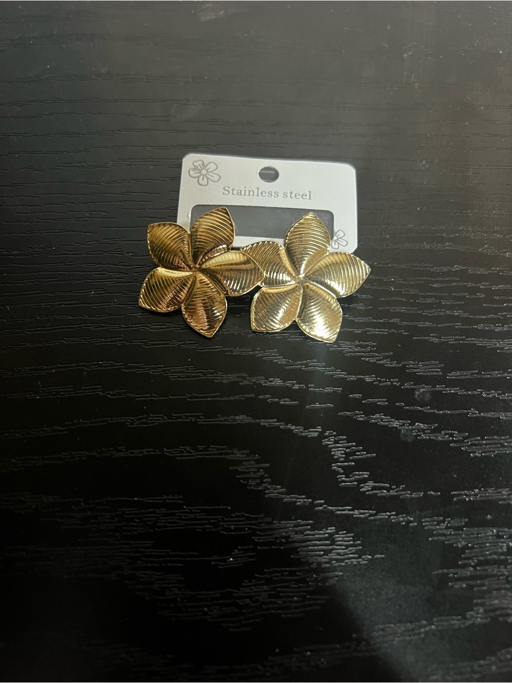 Gold Floral Stainless Steel Earrings